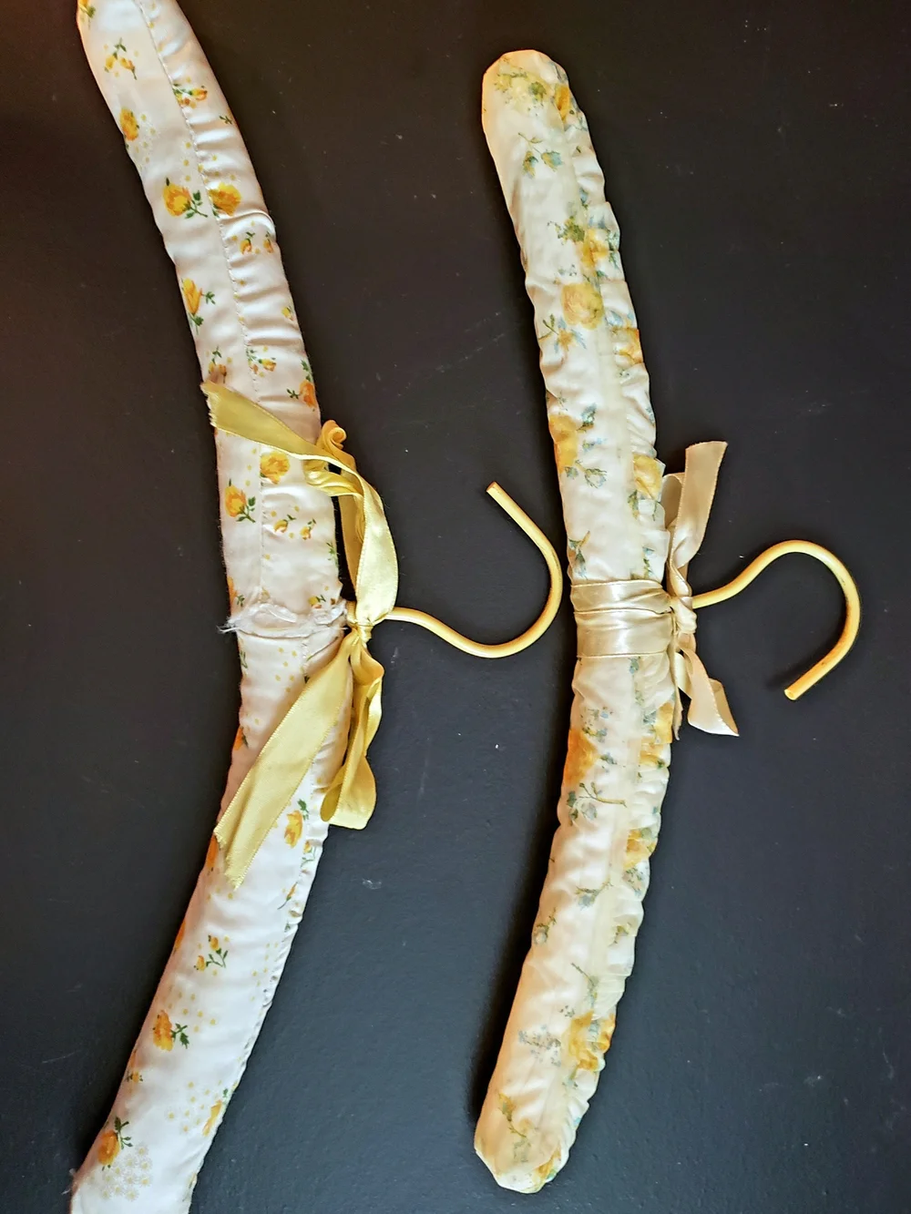 Vintage Soft Yellow Floral Padded Lingerie Hangers
